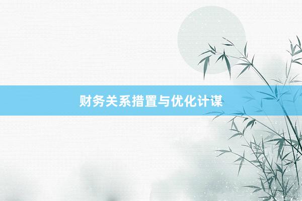 财务关系措置与优化计谋